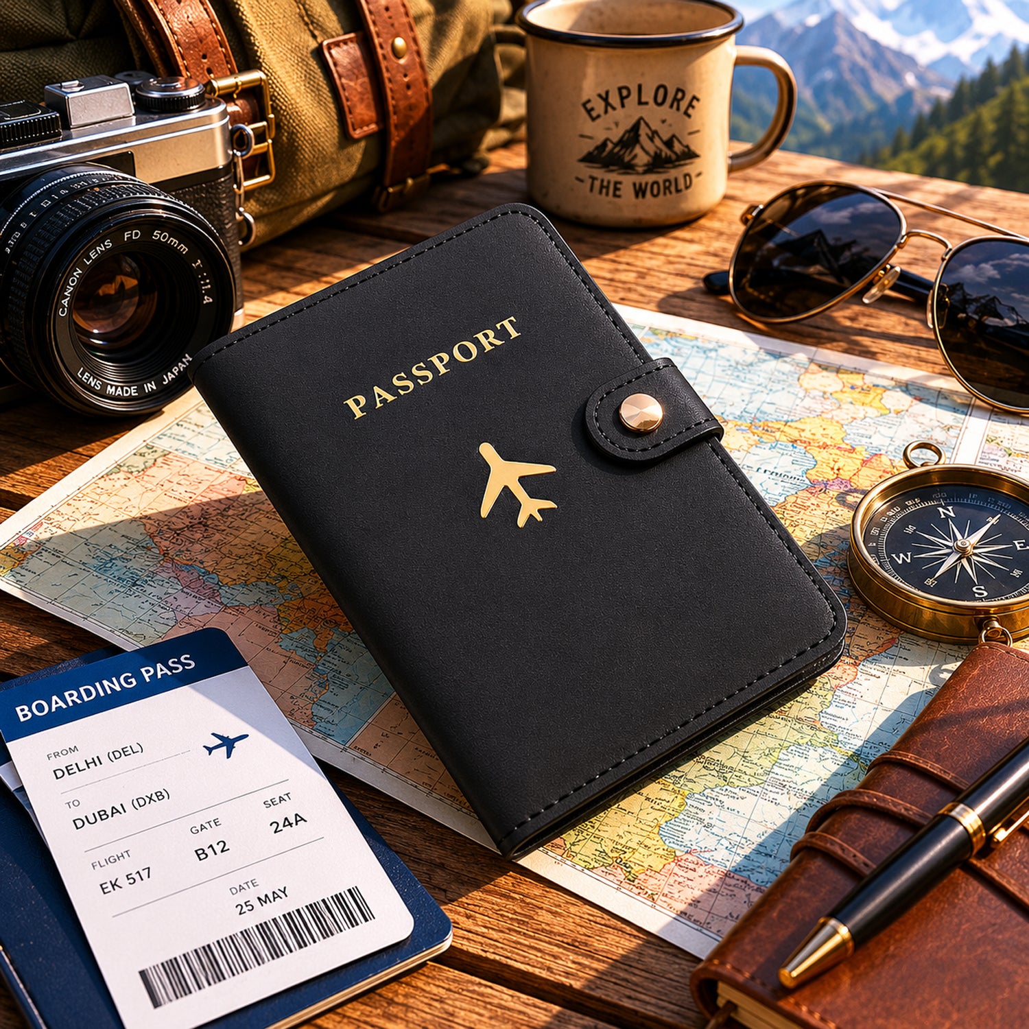 Mix Travel Passport Holder Wallet Document Organizer Cover Case (1 Pc)